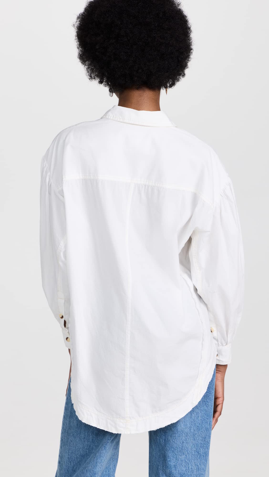 Free People Women's Happy Hour Solid Shirt Medium White