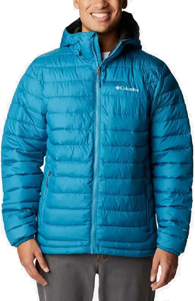 Columbia Mens Powder Lite Hooded Jacket, Deep Marine, Large