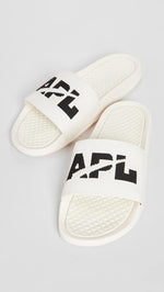 APL: Athletic Propulsion Labs Men's Big Logo TechLoom Slides, Pristine/Black, 9 Medium US