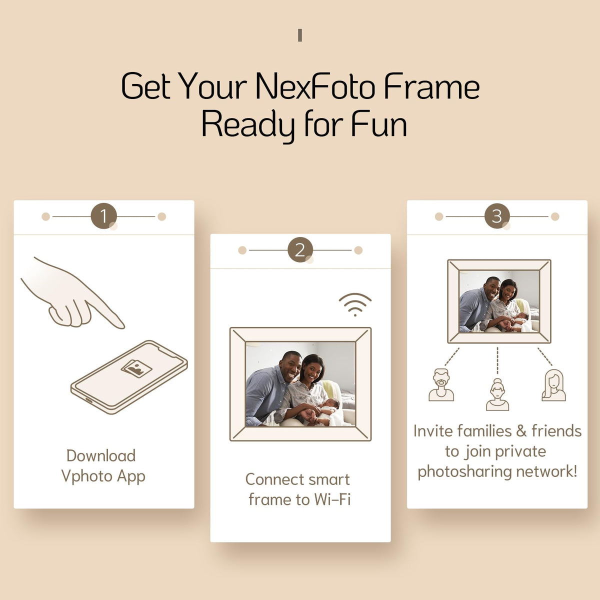 NexFoto 32GB 15 Inch Large Digital Picture Frame, Wi-Fi Digital Photo Frame, Wall-Mountable, Instantly Share Photos Videos via App or Email, Gift for Grandparents