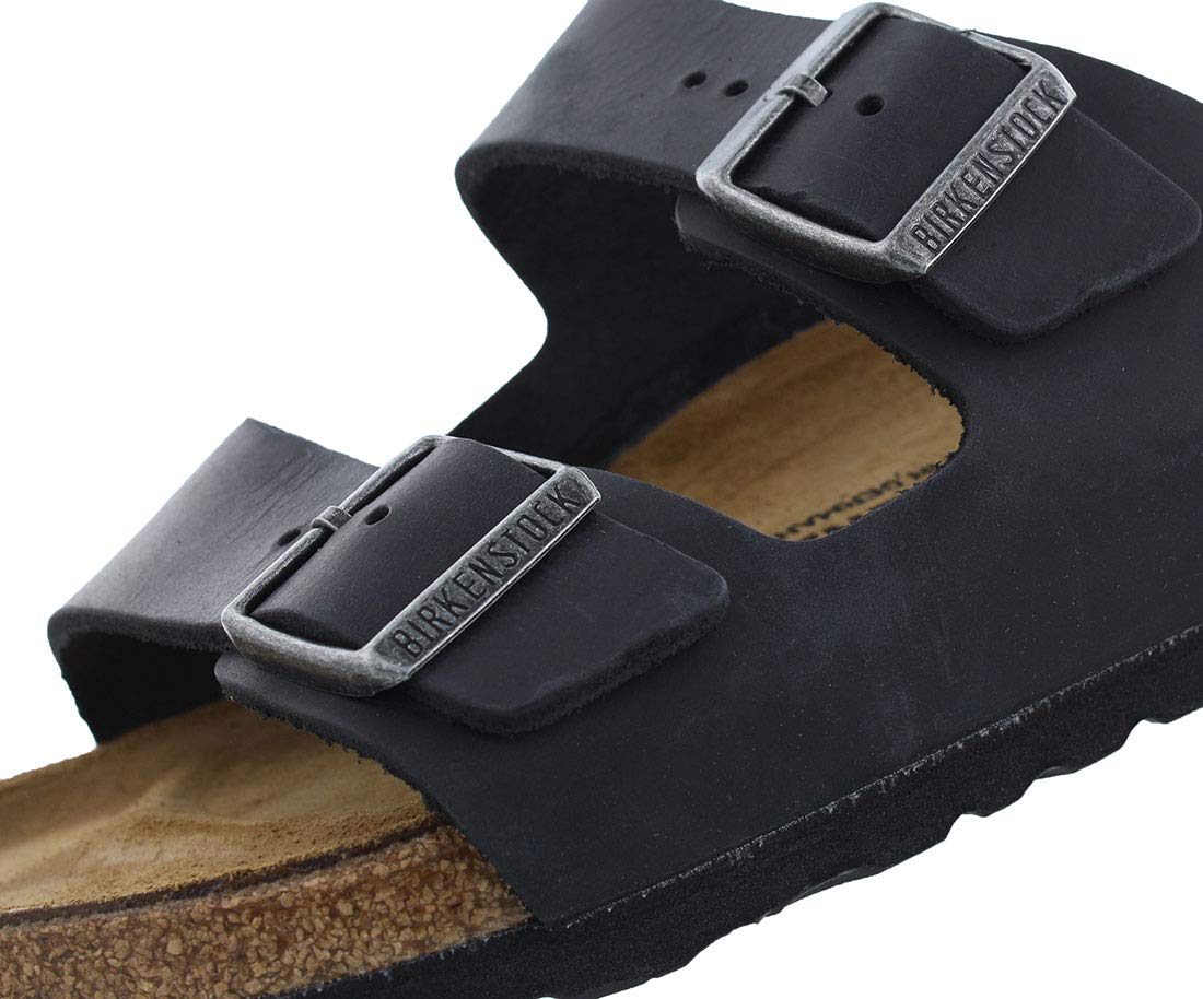 Birkenstock Men's Arizona Oiled Leather Sandals, Black, 12 US