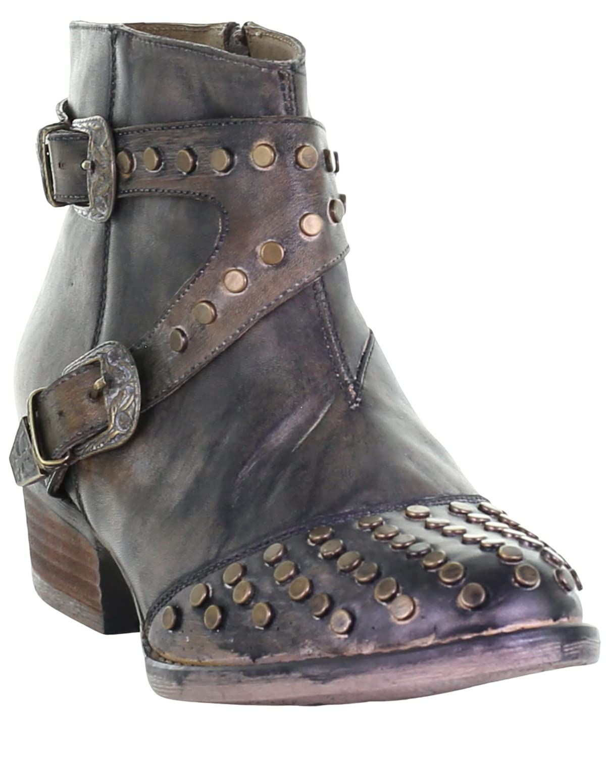 Circle G Women's Harness and Studs Fashion Booties Round Toe Black 7.5 M