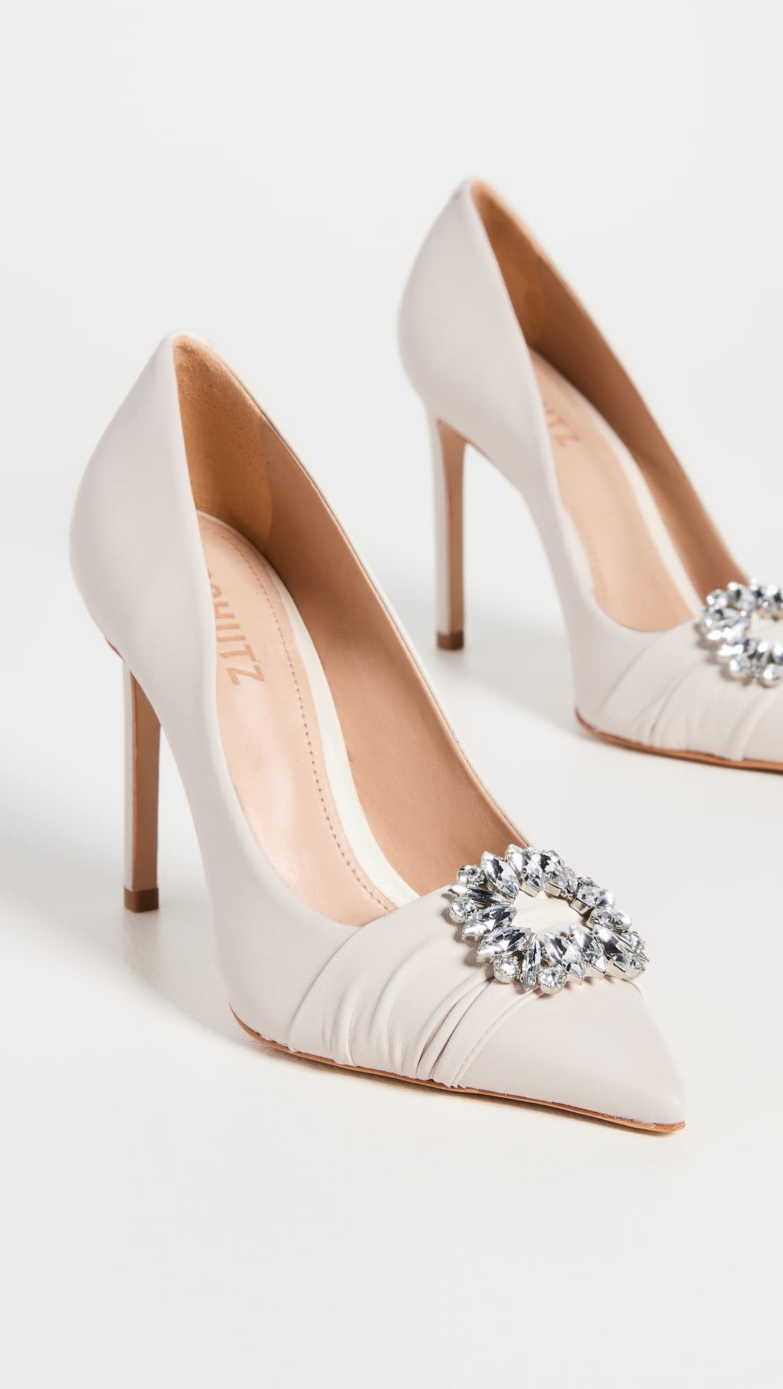 SCHUTZ Women's Meisho Glam Pumps, Pearl, Off White, 8 Medium US