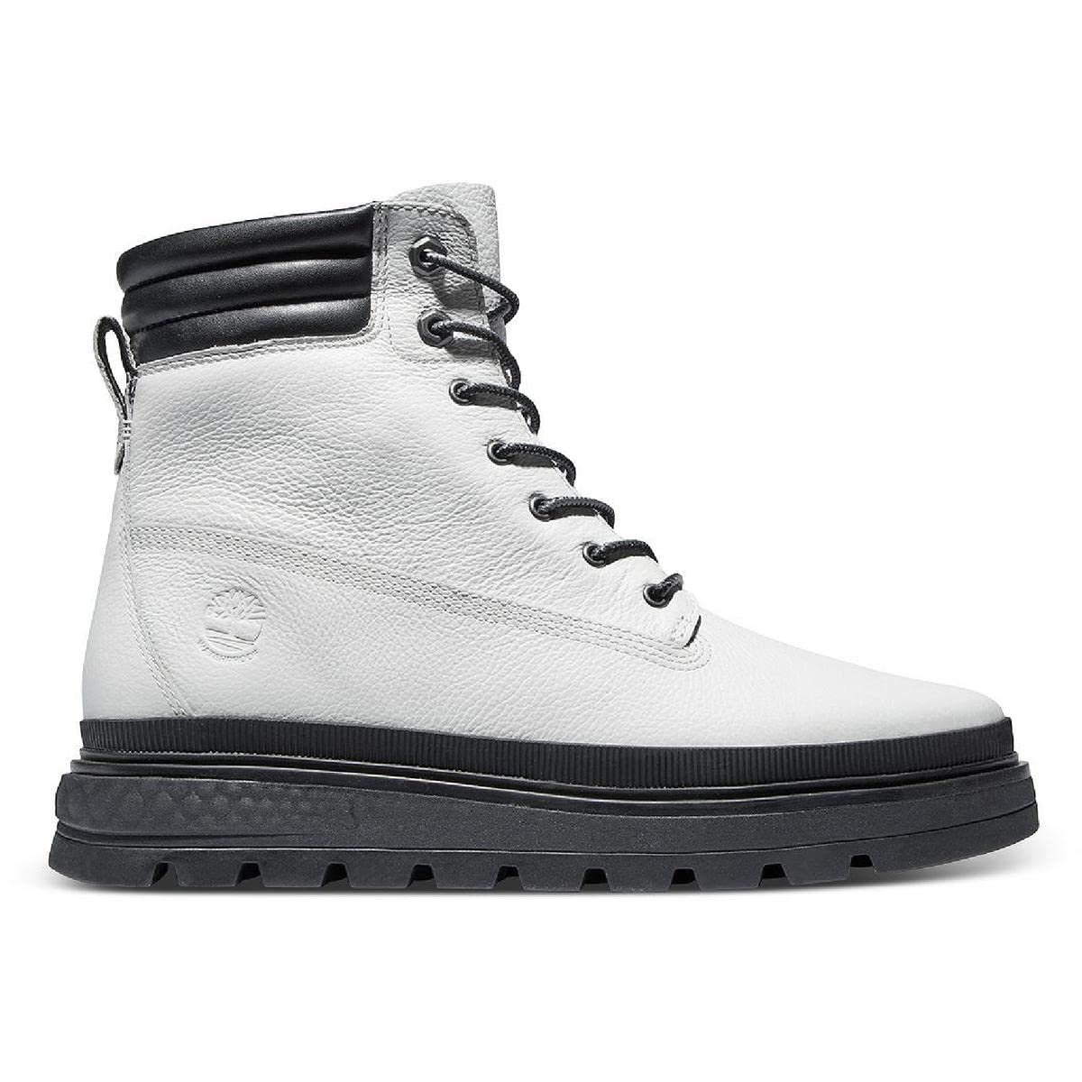 Timberland Womens Ray City Leather Ankle Boots White 9.5 Medium (B,M)