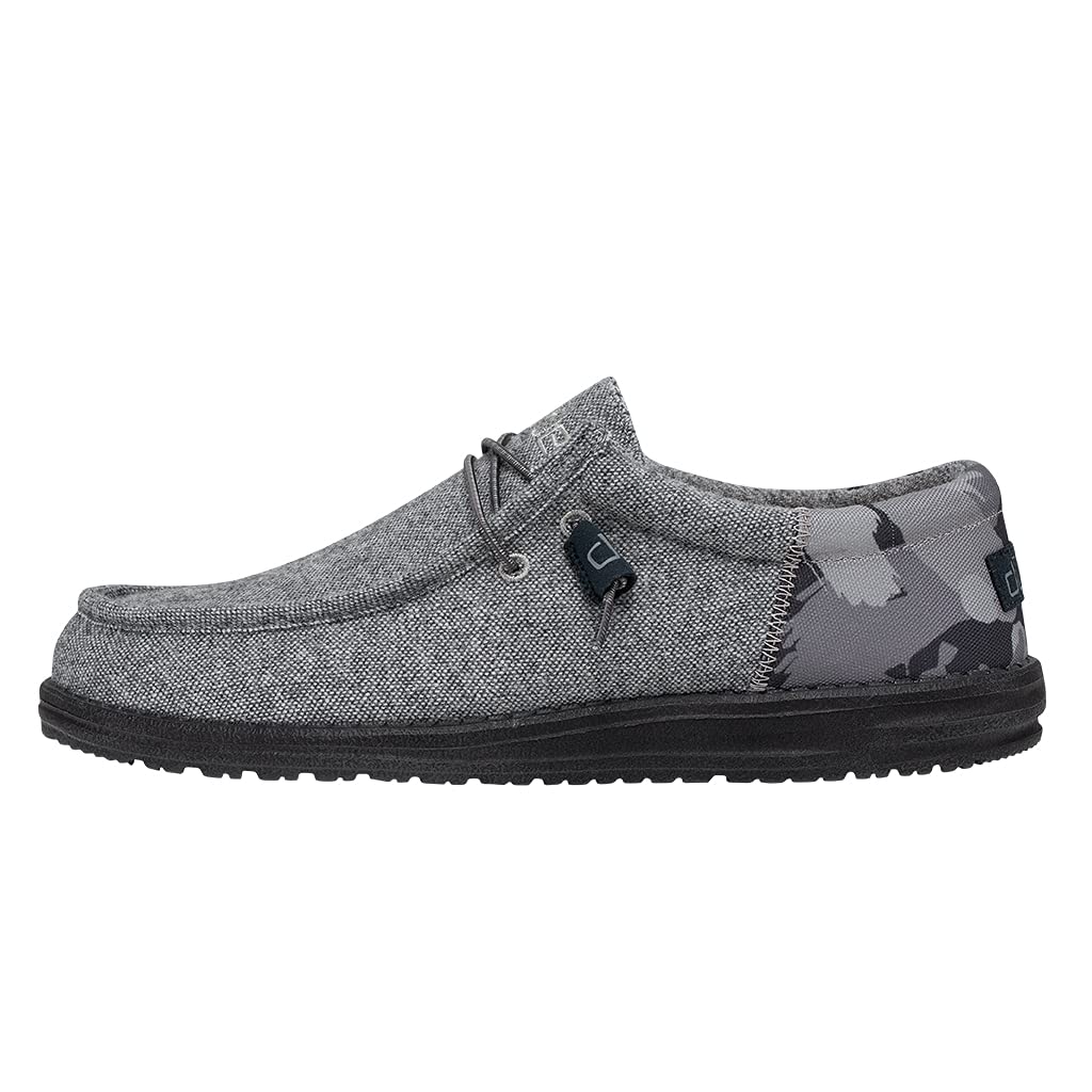 Hey Dude Men's Wally Funk Wool Grey Camo Size 8 | Men’s Shoes | Men's Lace Up Loafers | Comfortable & Light-Weight