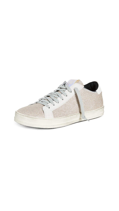 P448 Women's John Platinum Glitter Leather Low-Top Italian Sneaker