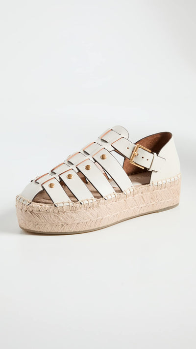 Tory Burch Women's Fisherman Flatform Espadrilles, New Ivory, Off White, 7 Medium US