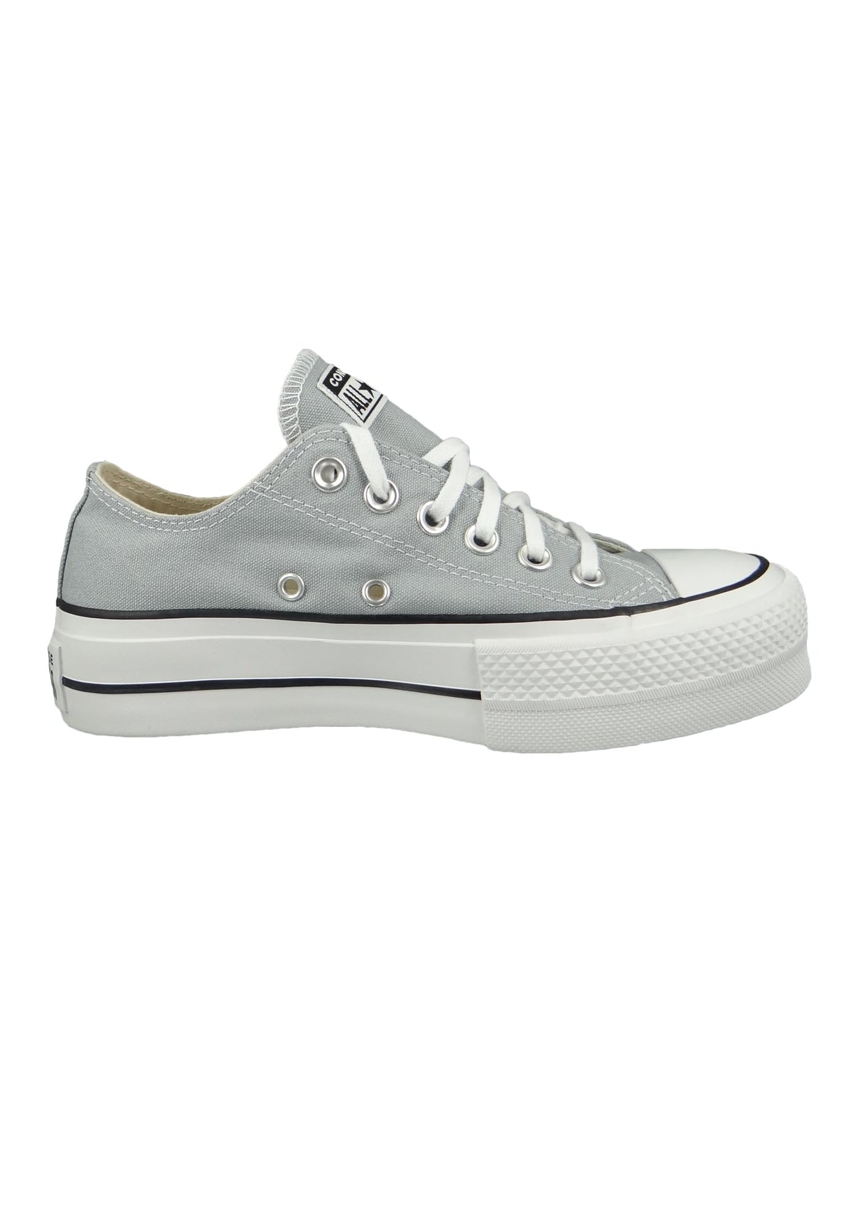 Converse Women's Seasonal Colour Platform Chuck Taylor All Star Low Top Wolf Grey/White/Black Womens 9
