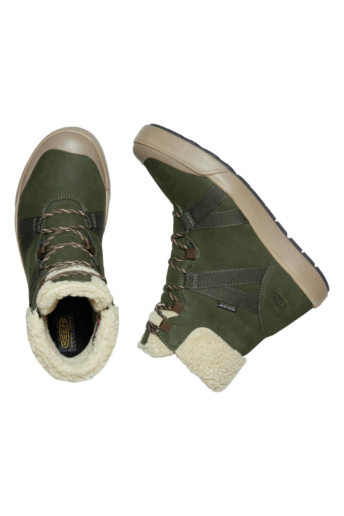 KEEN Women's Elle Winter Insulated Waterproof Mid Calf Boots, Forest Night/Pink Sand, 8