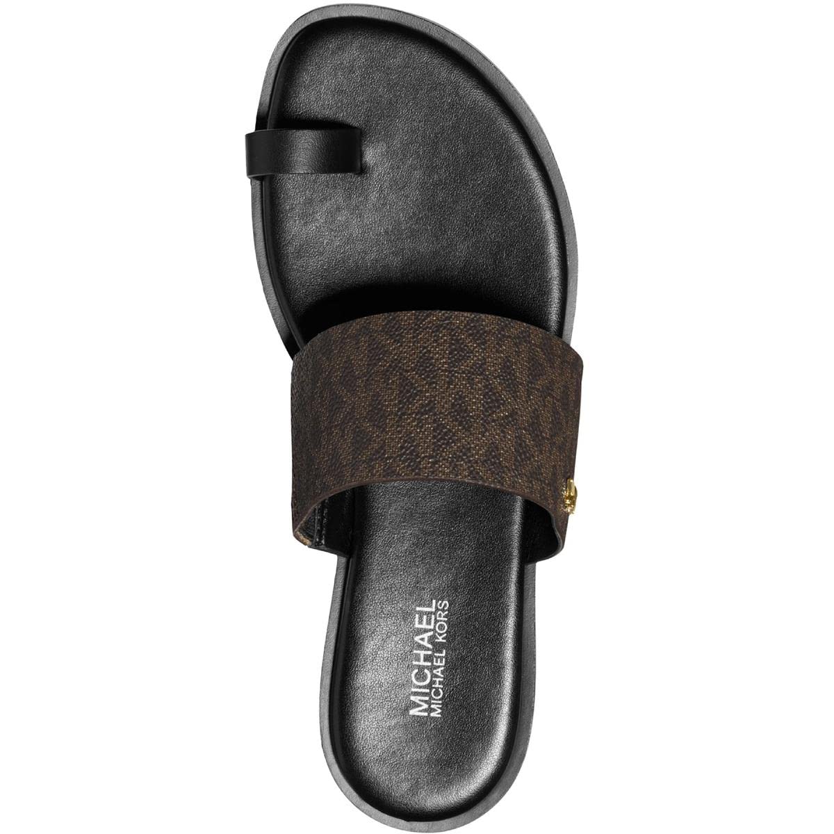 Michael Kors August Flat Sandal 6.5 Brown/Black