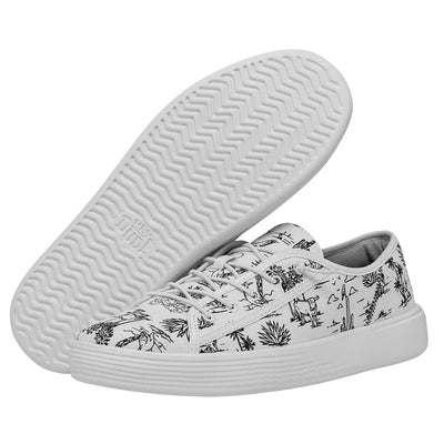 Hey Dude Cody Desert White/Black Men's Size 14 | Unisex Sneakers | Unisex Slip On Shoes | Comfortable & Light-Weight