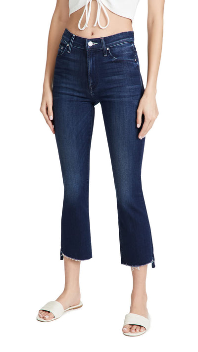 MOTHER Women's The Insider Crop Step Fray Jeans 29 Tongue in Chic