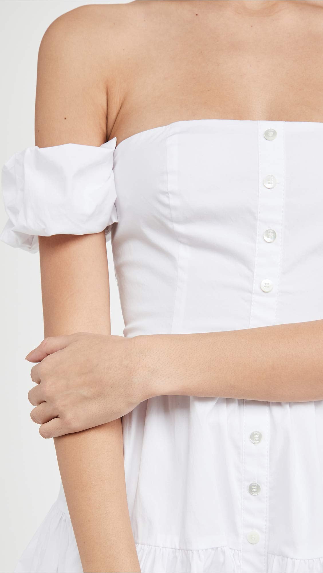 STAUD Women's Mini Elio Dress, White, 2