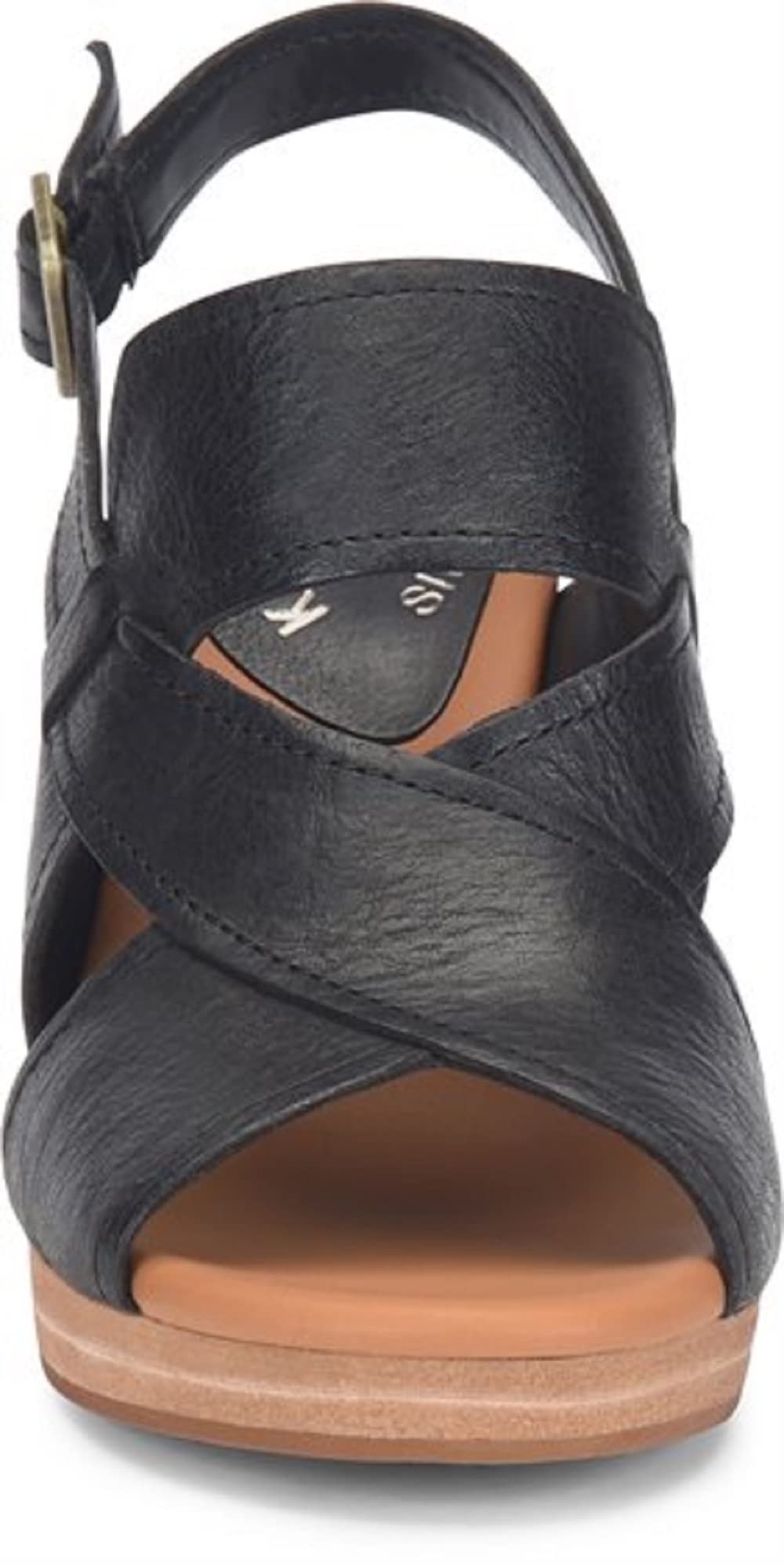 KORK-EASE Halley Women's Leather Heeled Sandals 10 Black