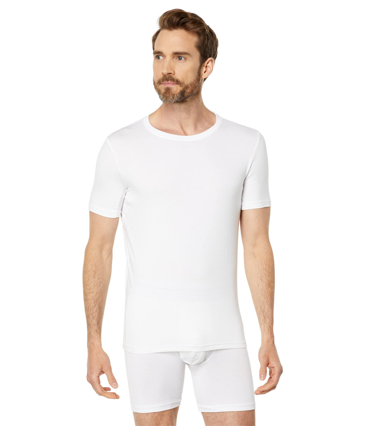 SPANX for Men Cotton Modal Crew - T-Shirt for Men - Crew Neckline - Straight Hem - Breathable Fabric Bright White New 2XL One Size