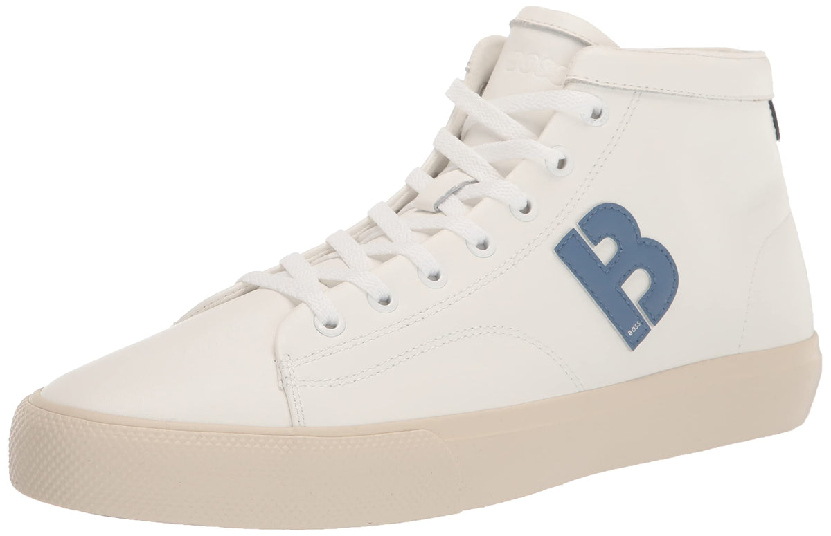B Logo High Top Leather Sneaker Light Cream