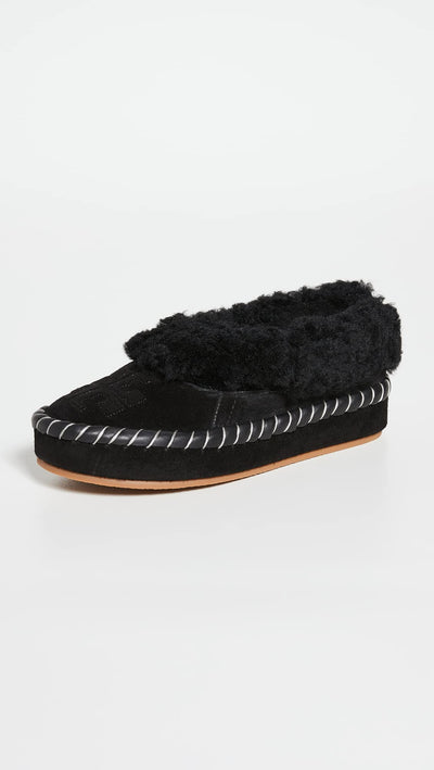 Tory Burch Women's Shearling Slippers, Perfect Black/Perfect Black, 10 Medium US
