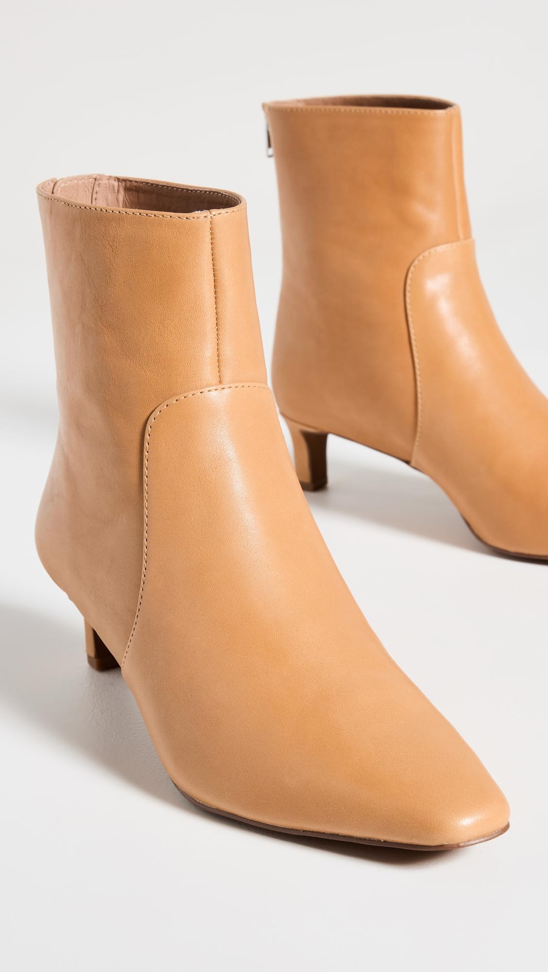 Madewell Women's The Dimes Kitten-Heel Boot in Leather, Distant Sand, Tan, 6.5 Medium US