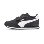 PUMA ST Runner Hook and Loop Sneaker, Black/White, 13 US Unisex Little Kid