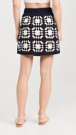 FRAME Women's Crochet Tassel Skirt, Navy Multi, S