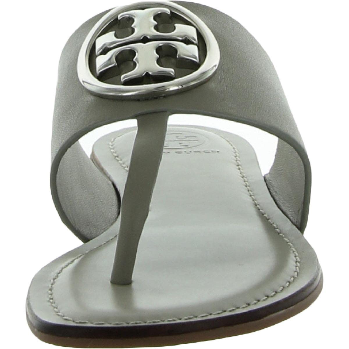 Tory Burch Womens Benton Leather Thong Flat Sandals Gray 6.5 Medium (B,M)