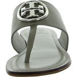Tory Burch Womens Benton Leather Thong Flat Sandals Gray 6.5 Medium (B,M)