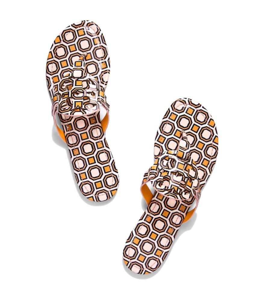 Tory Burch Miller Printed Patent Leather Thong Sandal (10) Ballet Pink