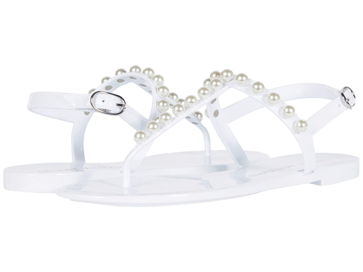 Stuart Weitzman Women's Goldie Jelly Sandals 5 White