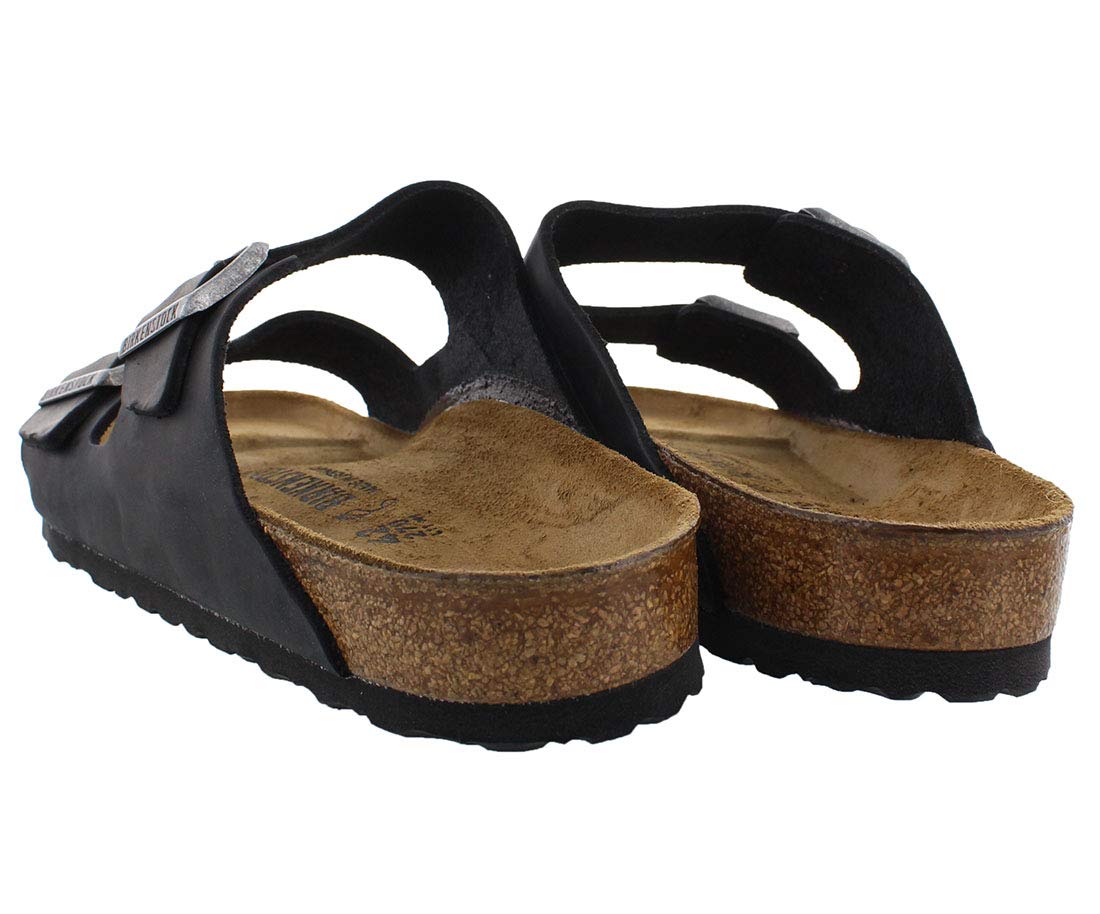 Birkenstock Men's Arizona Oiled Leather Sandals, Black, 12 US