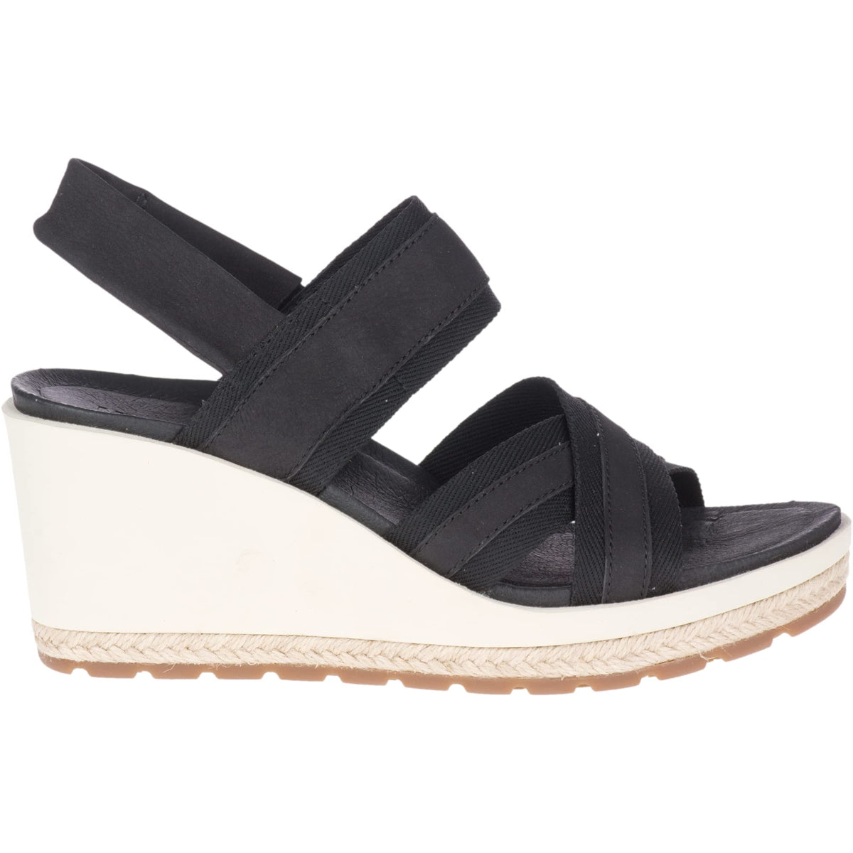Merrell womens Kaiteri Wedge Strap Sandal, Black, 9 US