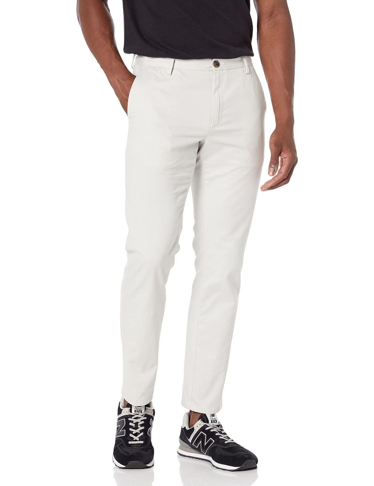 Amazon Essentials Men's Slim-Fit Wrinkle-Resistant Flat-Front Chino Pant, Light Grey, 33W x 29L