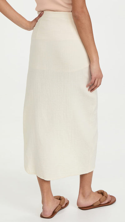 Free People Women's Natural Cerine Ruched Midi Skirt, Ivory, Off White, 8