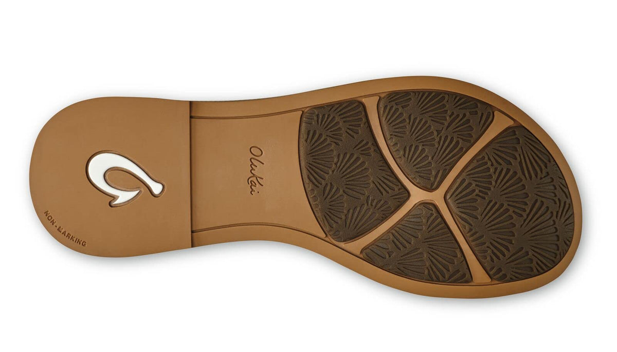 OLUKAI Ke'a Women's Beach Sandals, Quick-Dry Flip-Flop Slides, Water Resistant & Modern Low Profile Design, All-Day Comfort Fit & Wet Grip Soles 9 Black/Tan