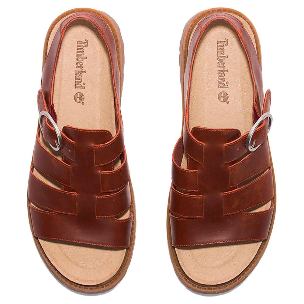 Timberland Women's Clairemont Way Fisherman Sandal, Red, 5.5 Medium