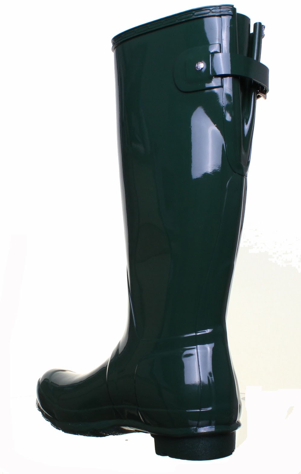 Hunter Original Back Adjustable Gloss Rain Boots for Women - Nylon Lining with Cushioned Footbed, Multilayered Sponge Insole, and Pull-On DesignGreen 8 M