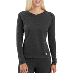 Carhartt Women's Force Heavyweight Thermal Base Layer Long Sleeve Pocket Shirt, Deep Black Heather, Small