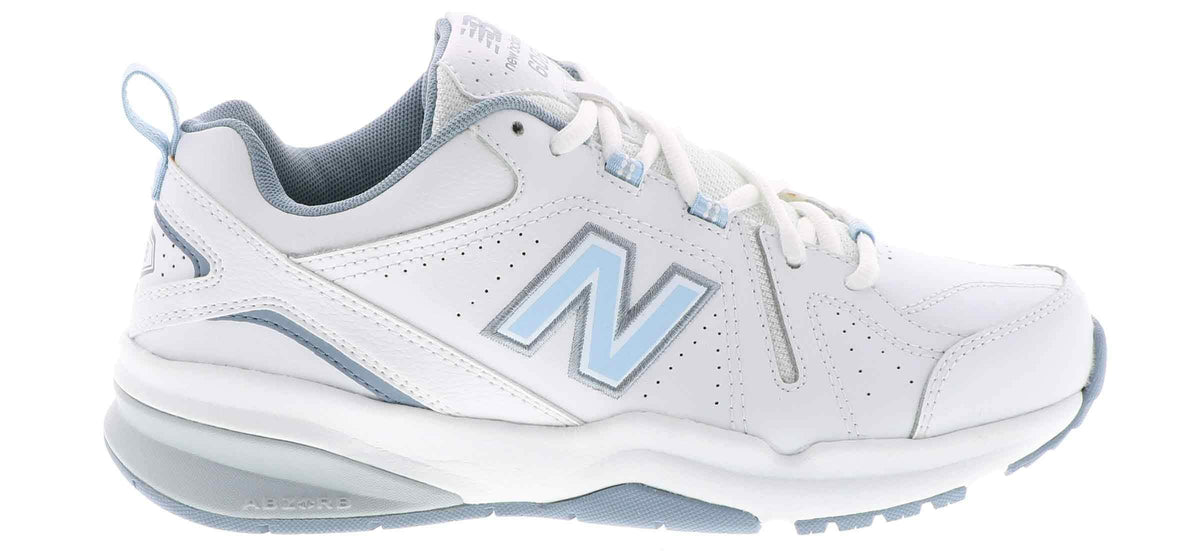 New Balance Women's 608 V5 Casual Comfort Cross Trainer, White/Light Blue, 10.5 Wide
