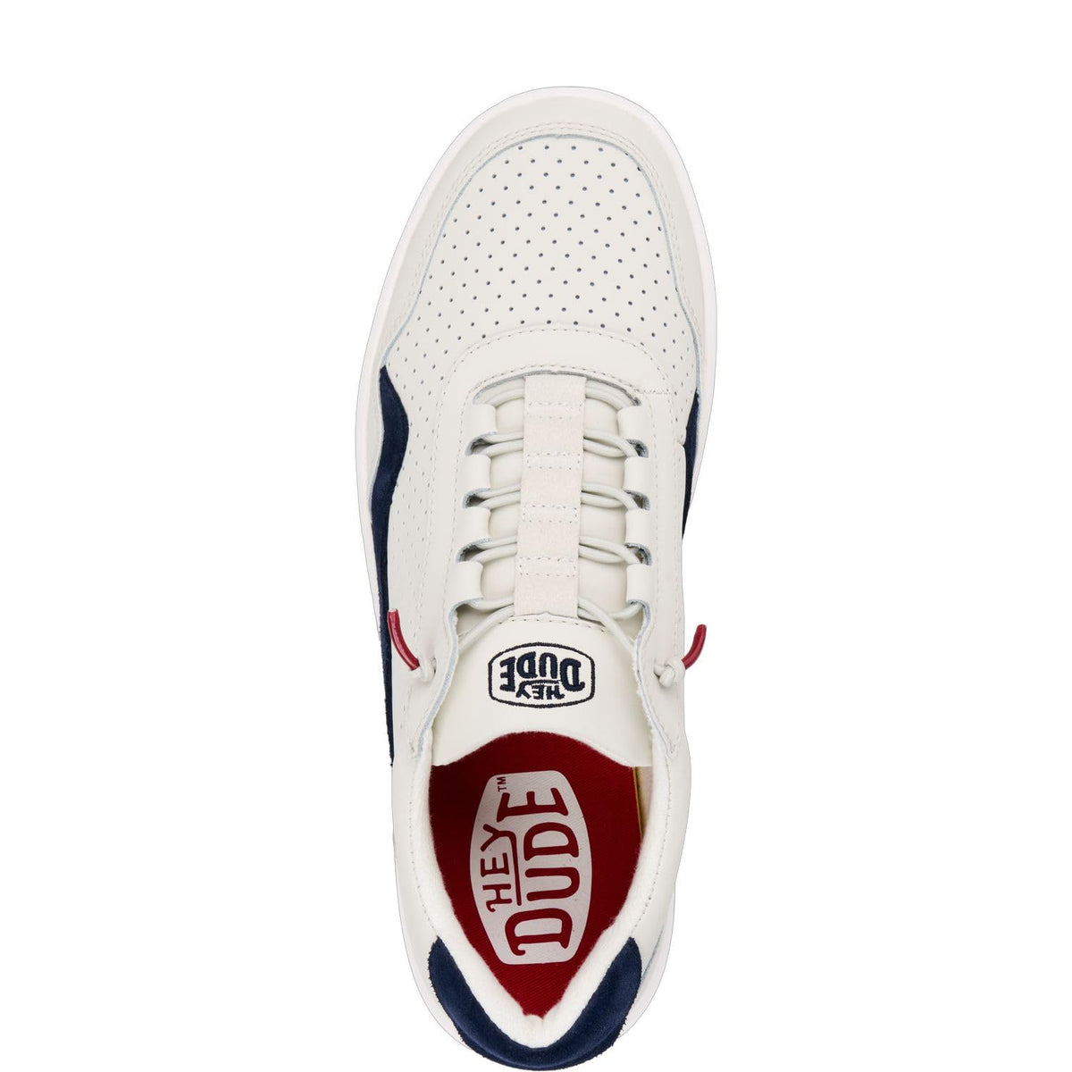 HEYDUDE Men's Hudson M Leather Light Grey/Navy Size 15 | Men's Shoes | Men Slip-on Sneakers | Comfortable & Light-Weight