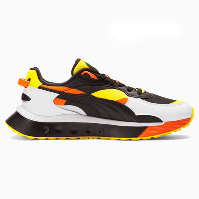 PUMA Wild Rider Vintage Mens Shoes (8.5, White/Carrot/Yellow, Numeric_8_Point_5)