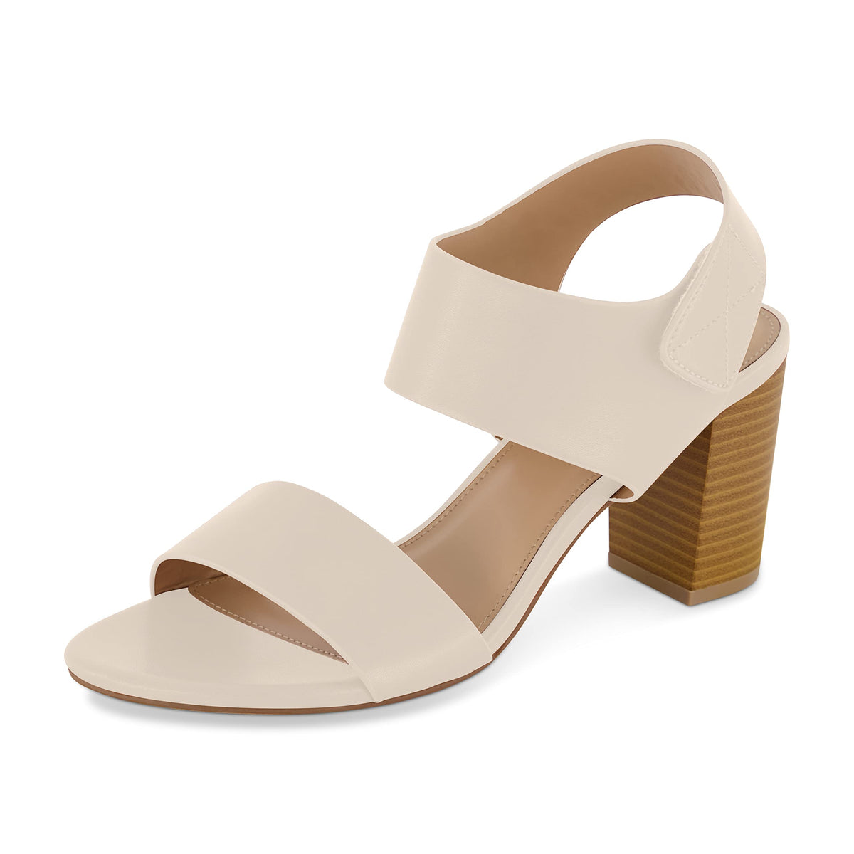 CUSHIONAIRE Women's Talent cut out heel sandal +Memory Foam and Wide Widths Available, Cream 6.5 W