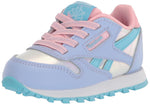 Reebok Girls Classic Leather Sneaker, Lilac Glow/Digital Blue/Pink Glow, 5 Medium US (Toddler)