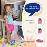 TSUKIHOSHI 3537 GLITZ Strap-Closure Machine-Washable Child Sneaker Shoe with Wide Toe Box and Slip-Resistant, Non-Marking Outsole - For Toddlers and Little Kids, Ages 1-8 Toddler (1-4 Years) 10 Toddler Hotpink/Mint