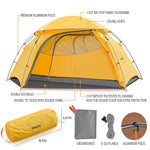 KAZOO Camping Tents 4 Person Waterproof Instant Tents 4 People Cabin Tent Easy Setup with Sun Shade Automatic Aluminum Pole