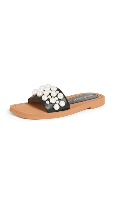 Stuart Weitzman Goldie Slide Black 8.5 M