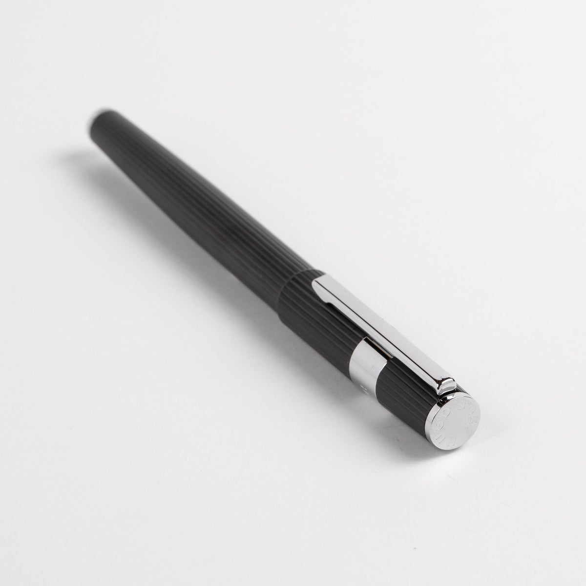 BOSS Rollerball Pen Gear Pinstripe Black/Chrome | Black Ink | Gift Box