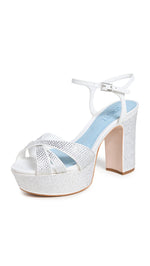 SCHUTZ Women's Keefa Crystal Sandals, White, 7.5 Medium US