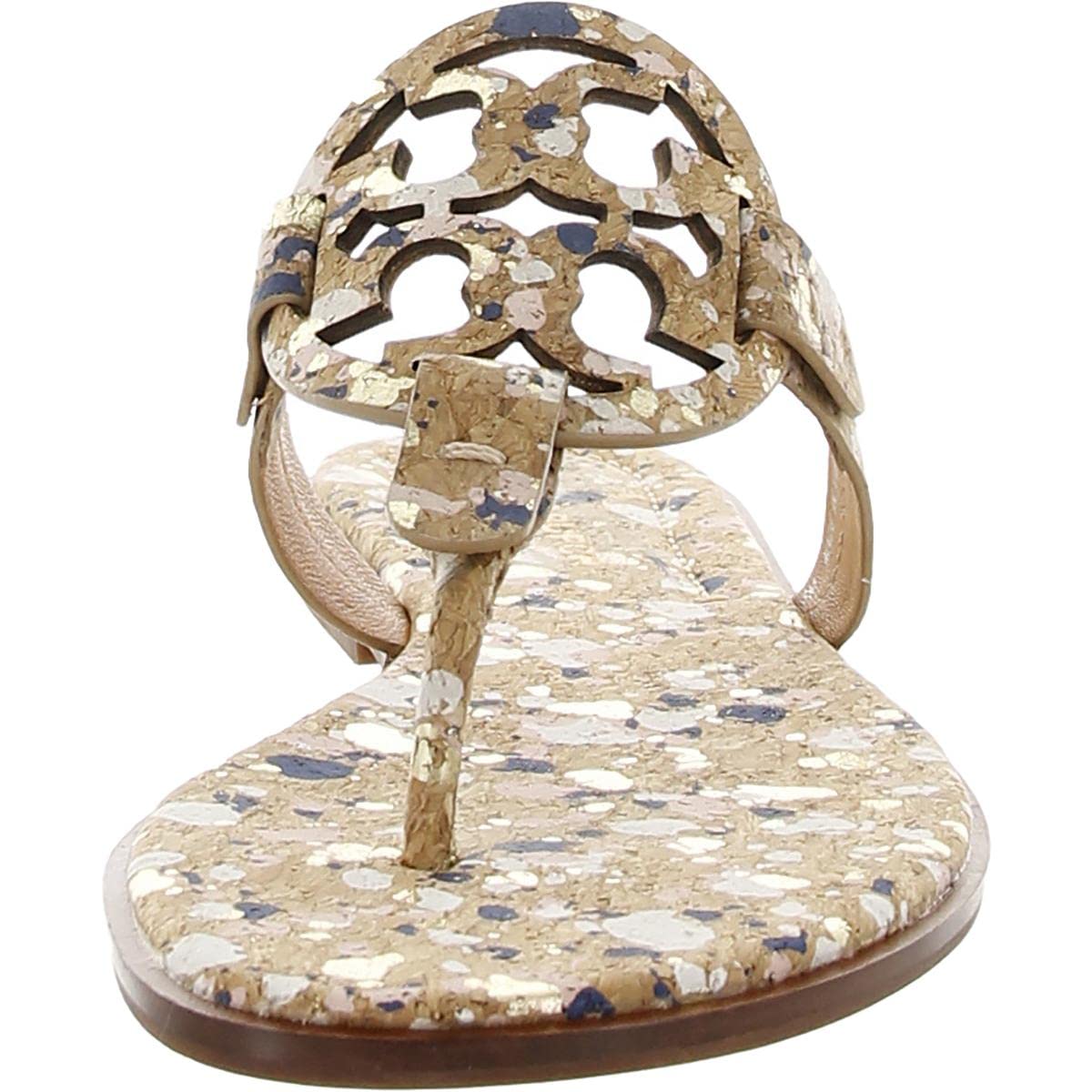 Tory Burch Womens Miller Welt Leather Thong Sandals Beige 7 Medium (B,M)