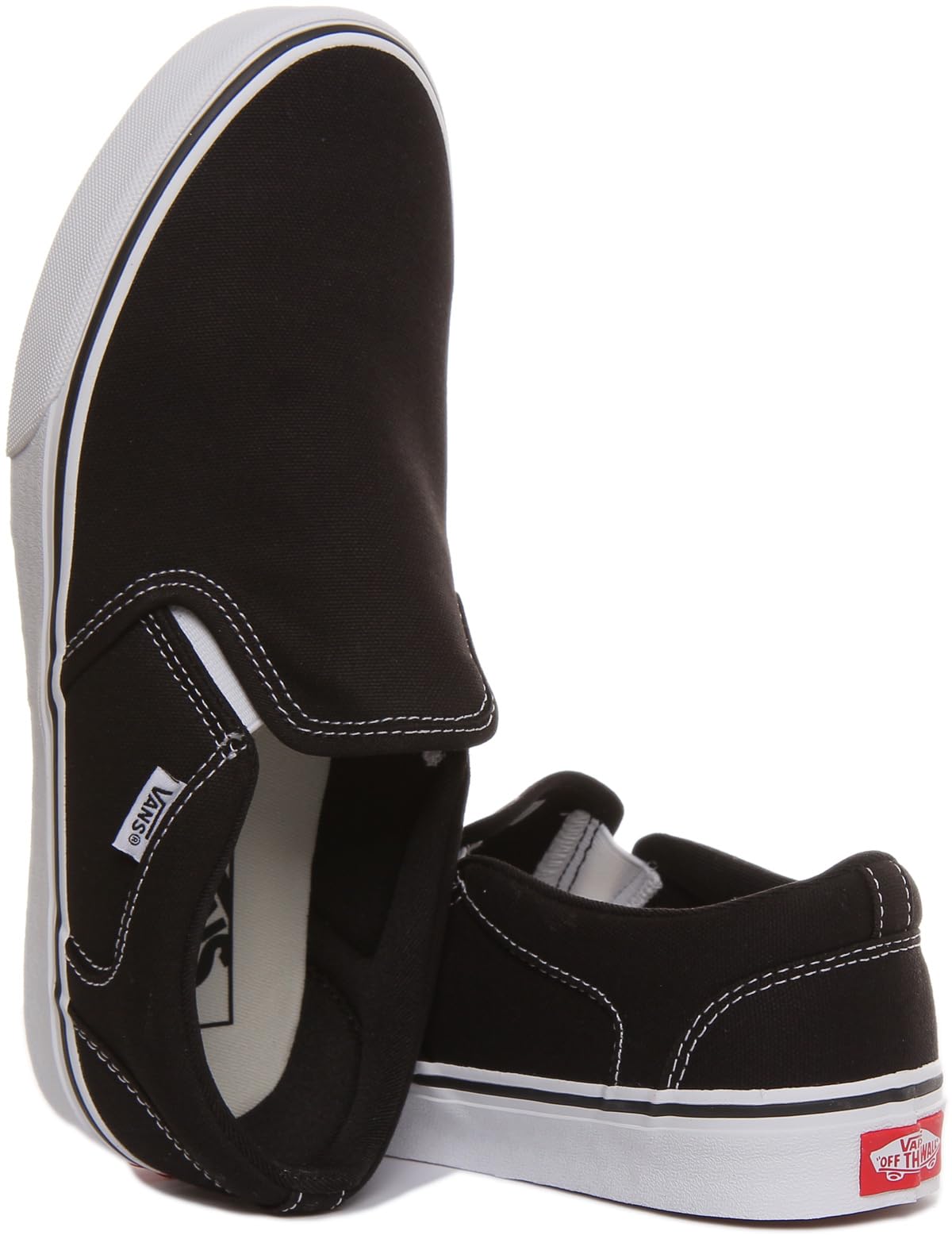 Vans Men's Asher Trainers, Canvas Black White, 7.5