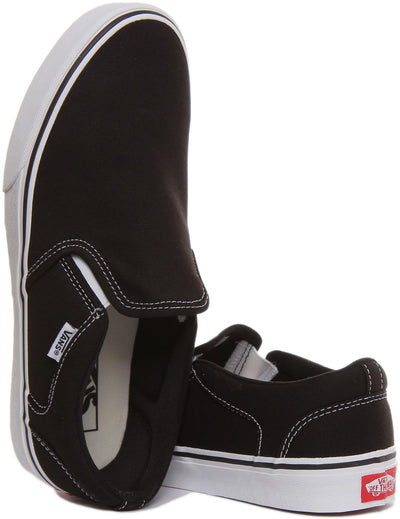 Vans Men's Asher Trainers, Canvas Black White, 7.5