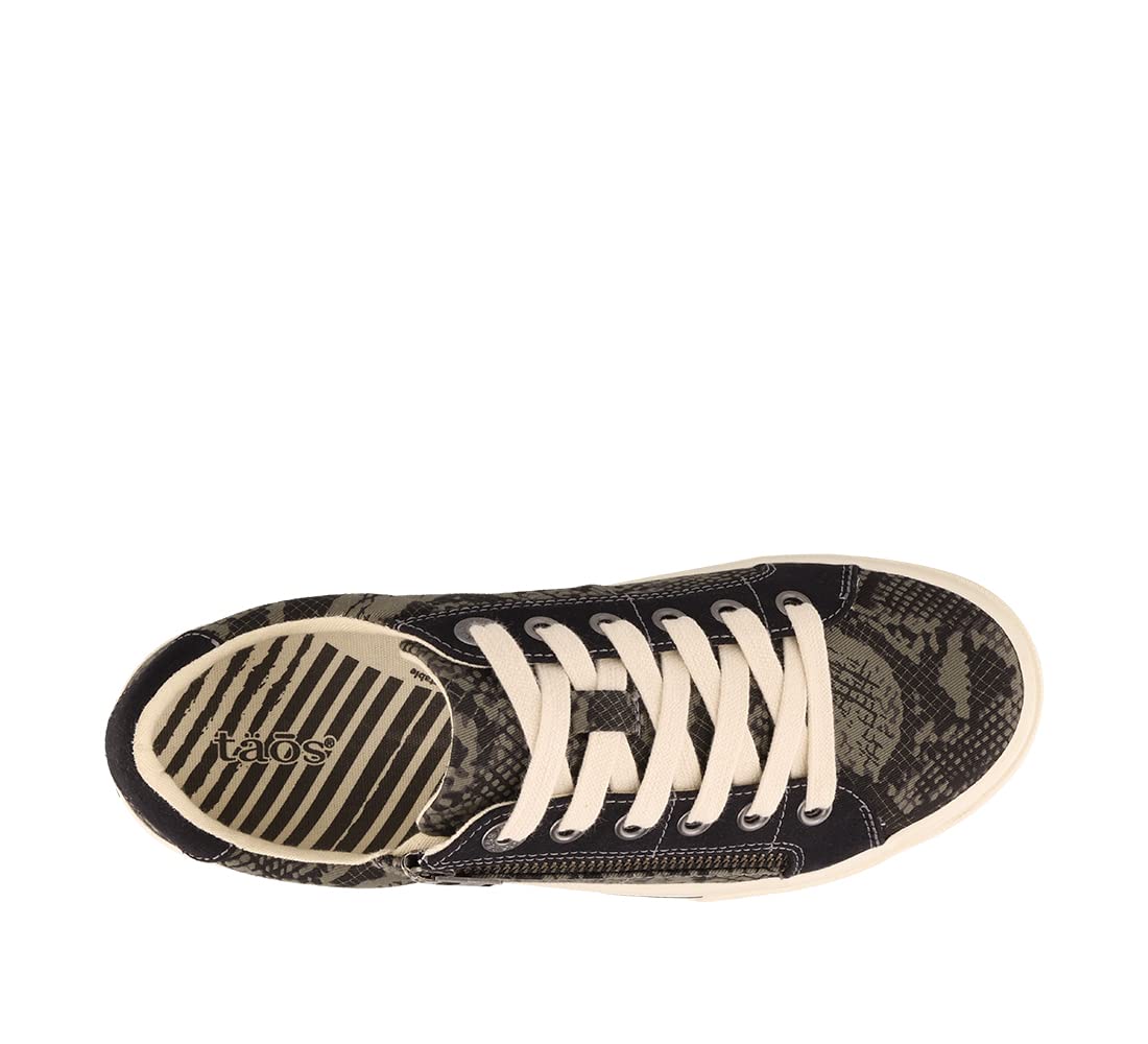 Taos Footwear Women's Shooting Star Sneaker 9 Olive Snake Multi
